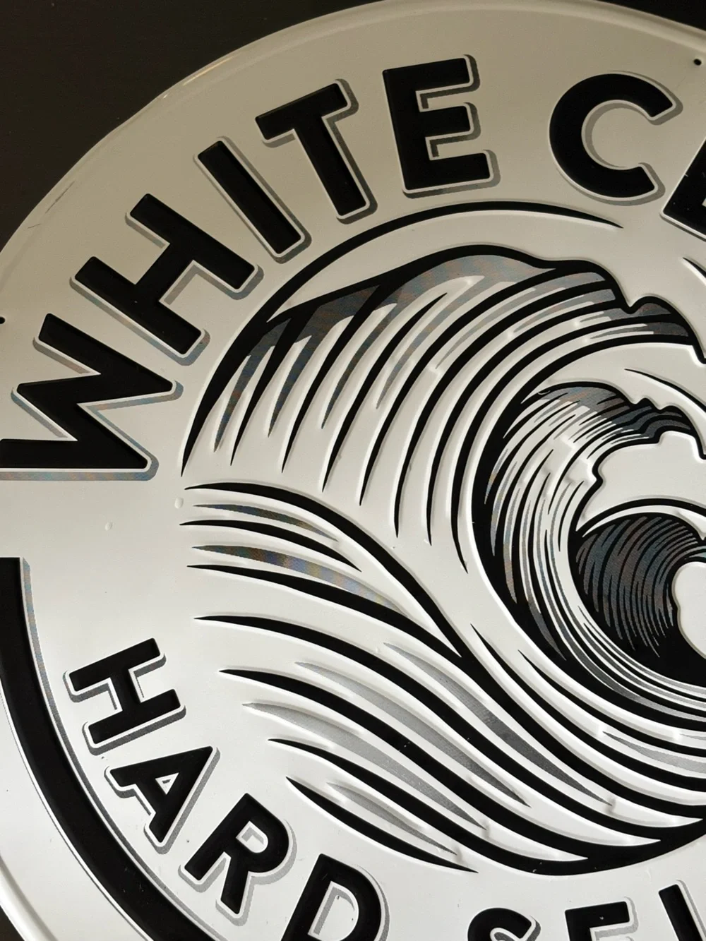 White Claw Hard Seltzer Round Wall Sign - Black & White